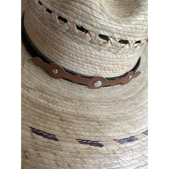 Wide Brim Straw Cowboy Hat Adjustable Chin Strap Western Lightweight Unisex - Picture 2 of 6